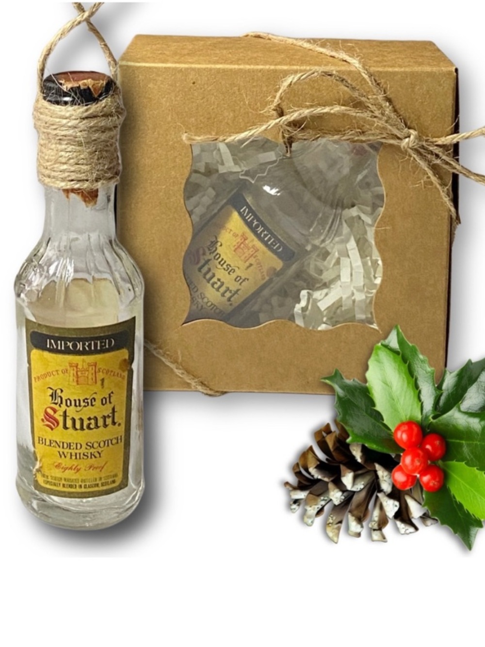 House of Stuart Blended Scotch Whisky Artisan Vintage Glass Bottle Ornament